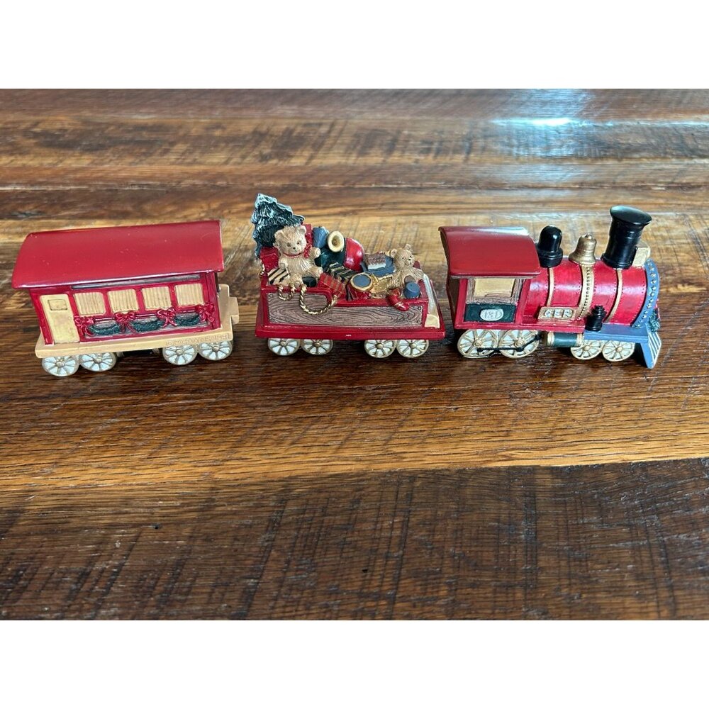 Vintage Mervyns Christmas Train Decoration - Red Steam Locomotive With Wagon & S